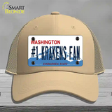 Number 1 Krakens Fan Washington Novelty License Plate Hat Tag Mesh / Khaki