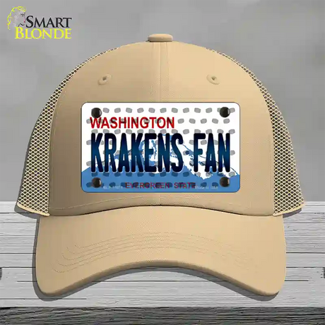 Krakens Fan Washington Overlay Novelty License Plate Hat Tag Mesh / Khaki