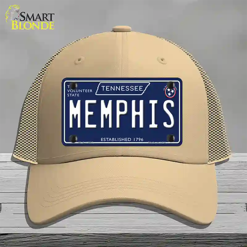 Memphis Tennessee Blue Novelty License Plate Hat Tag Mesh / Khaki