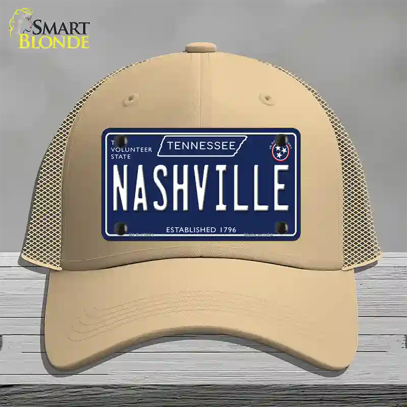 Nashville Tennessee Blue Novelty License Plate Hat Tag Mesh / Khaki