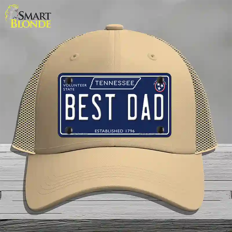 Best Dad Tennessee Blue Novelty License Plate Hat Tag Mesh / Khaki