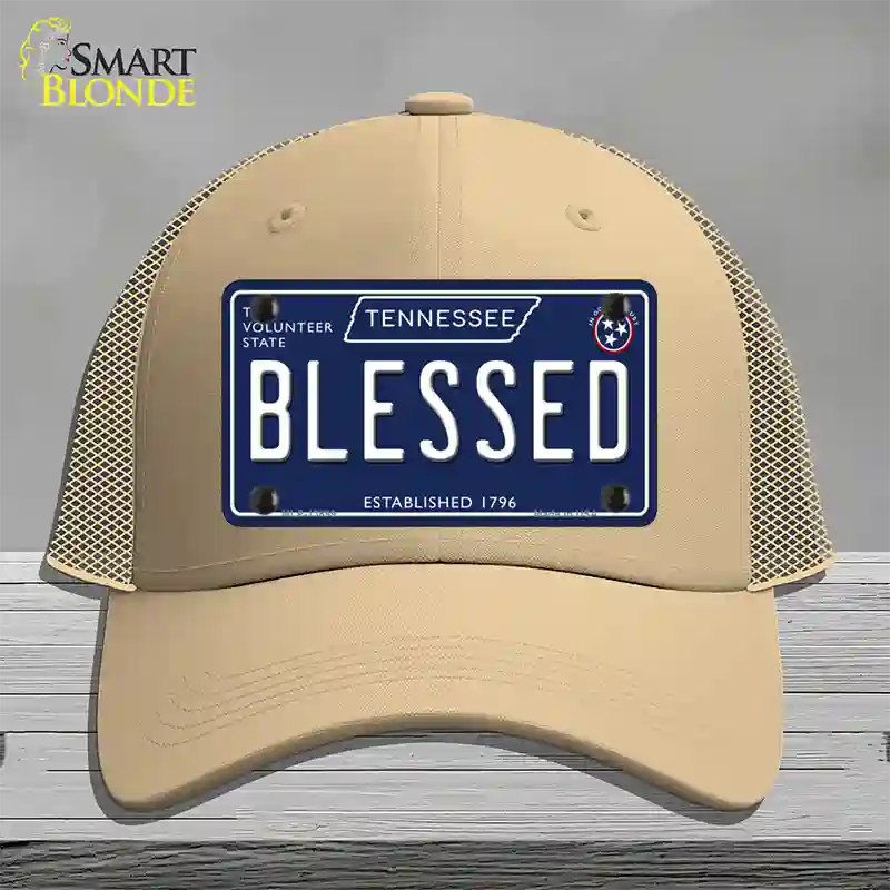 Blessed Tennessee Blue Novelty License Plate Hat Tag Mesh / Khaki