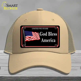 God Bless America Novelty License Plate Hat Mesh / Khaki