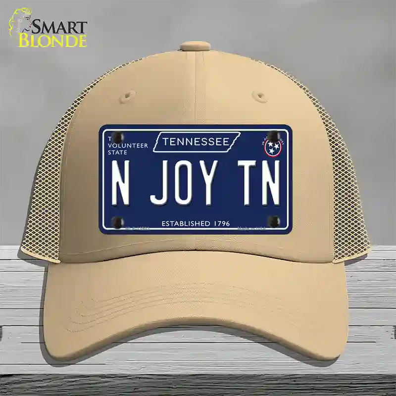 N Joy TN Tennessee Blue Novelty License Plate Hat Tag Mesh / Khaki