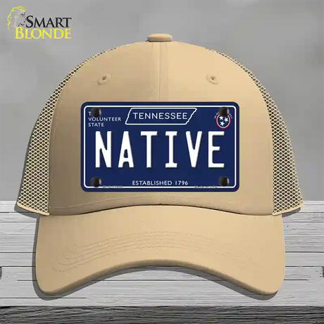 Native Tennessee Blue Novelty License Plate Hat Tag Mesh / Khaki