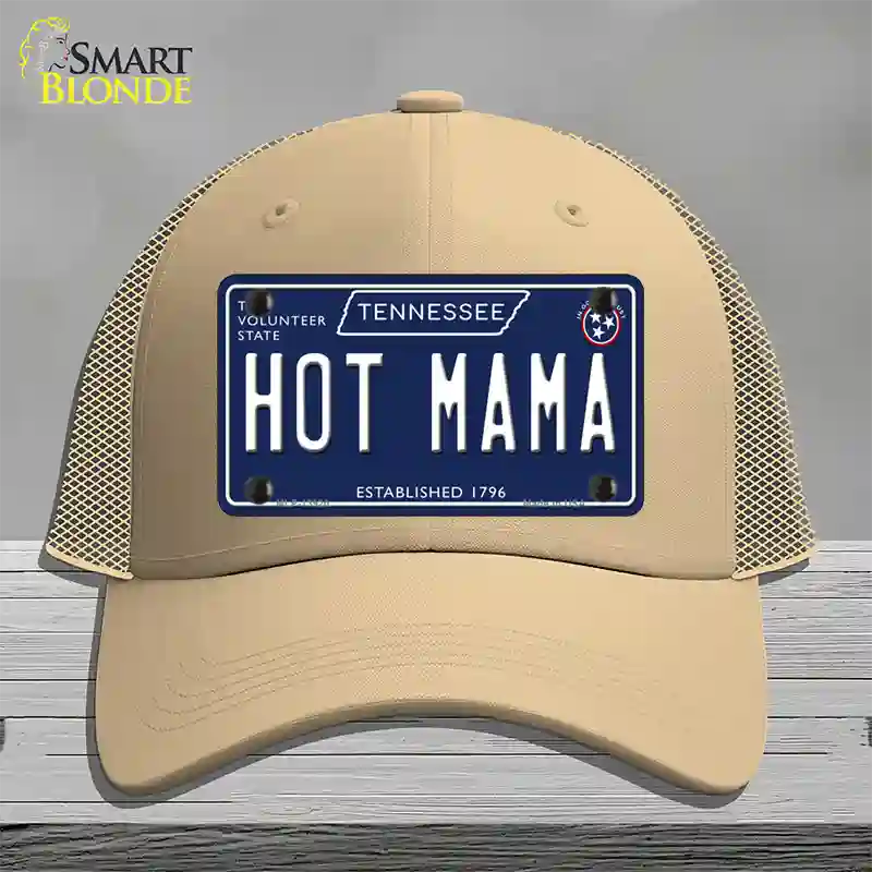 Hot Mama Tennessee Blue Novelty License Plate Hat Tag Mesh / Khaki