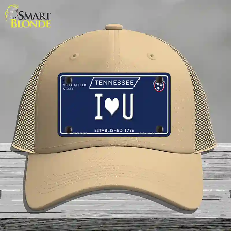 I Heart U Tennessee Blue Novelty License Plate Hat Tag Mesh / Khaki