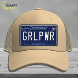 Grlpwr Tennessee Blue Novelty License Plate Hat Tag Mesh / Khaki