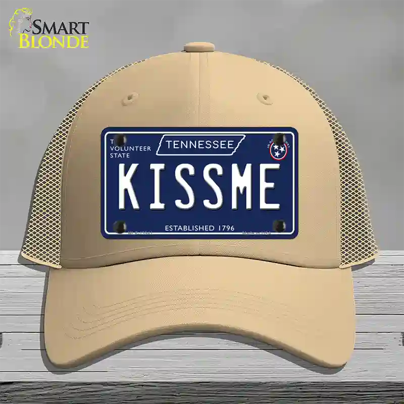 Kiss Me Tennessee Blue Novelty License Plate Hat Tag Mesh / Khaki