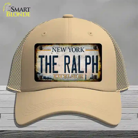 The Ralph New York White Novelty License Plate Hat Tag Mesh / Khaki