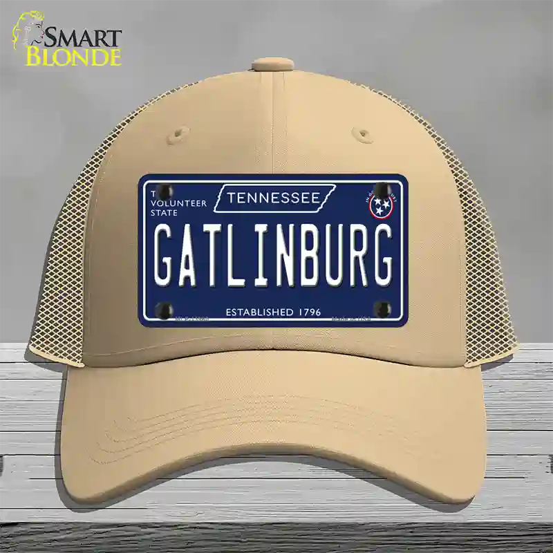 Gatlinburg Tennessee Blue Novelty License Plate Hat Tag Mesh / Khaki