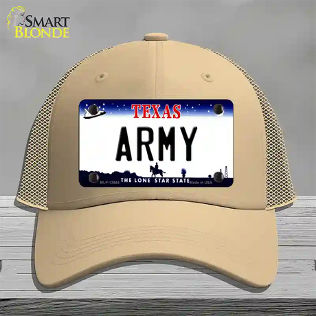 Texas Army Novelty License Plate Hat Tag Mesh / Khaki