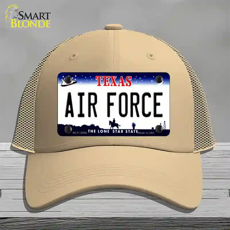 Texas Air Force Novelty License Plate Hat Tag Mesh / Khaki