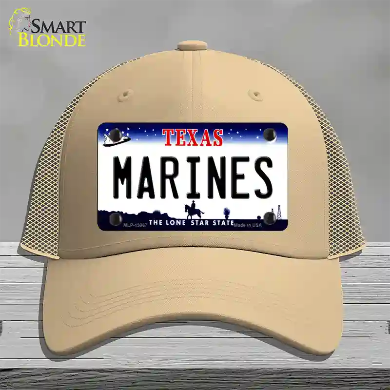 Texas Marines Novelty License Plate Hat Tag Mesh / Khaki