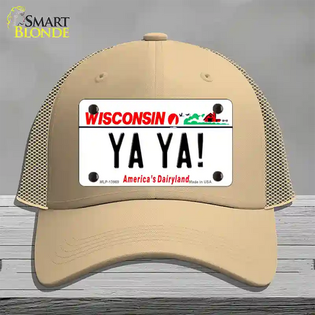 Ya Ya Wisconsin Novelty License Plate Hat Tag Mesh / Khaki