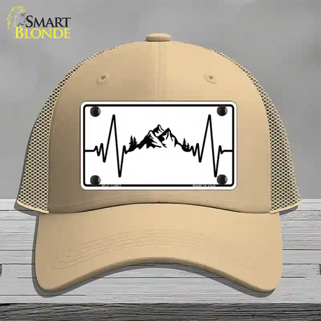 Mountains Heart Beat Novelty License Plate Hat Tag Mesh / Khaki