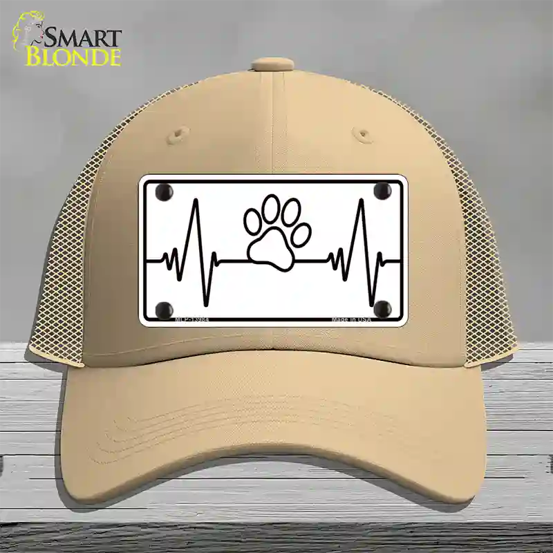 Paw Print Heart Beat Novelty License Plate Hat Tag Mesh / Khaki