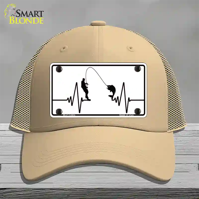 Fishing Heart Beat Novelty License Plate Hat Tag Mesh / Khaki