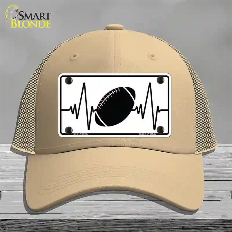 Football Heart Beat Novelty License Plate Hat Tag Mesh / Khaki