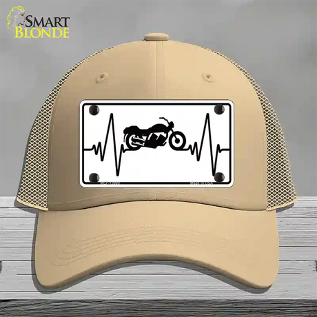 Motorcycle Heart Beat Novelty License Plate Hat Tag Mesh / Khaki