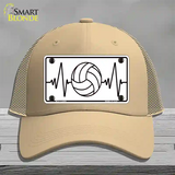 Volleyball Heart Beat Novelty License Plate Hat Tag Mesh / Khaki