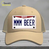 MMM Beer Ohio Novelty License Plate Hat Tag Mesh / Khaki