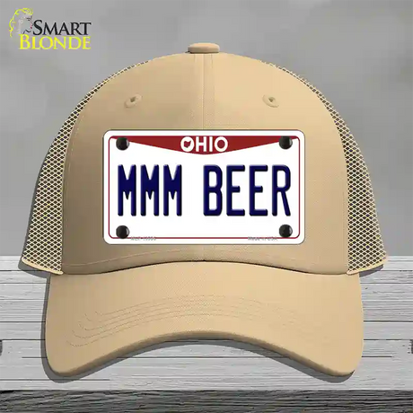 MMM Beer Ohio Novelty License Plate Hat Tag Mesh / Khaki