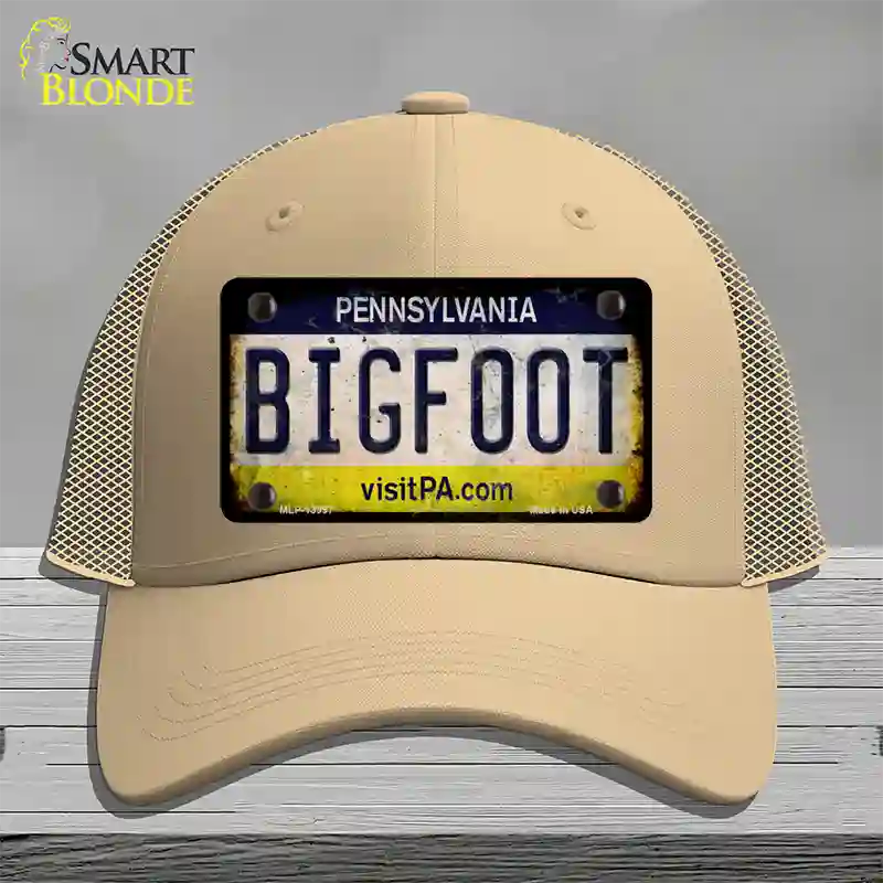 Bigfoot Pennsylvania Novelty License Plate Hat Tag Mesh / Khaki