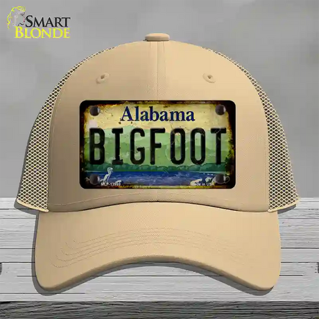 Bigfoot Alabama Novelty License Plate Hat Tag Mesh / Khaki