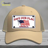 Save Our Flag Novelty License Plate Hat Mesh / Khaki