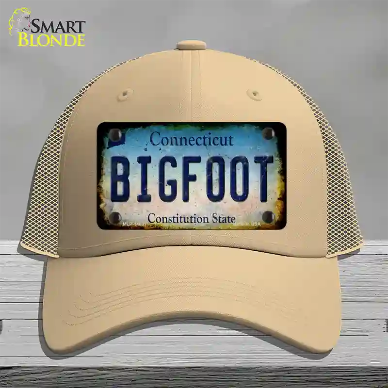 Bigfoot Connecticut Novelty License Plate Hat Tag Mesh / Khaki