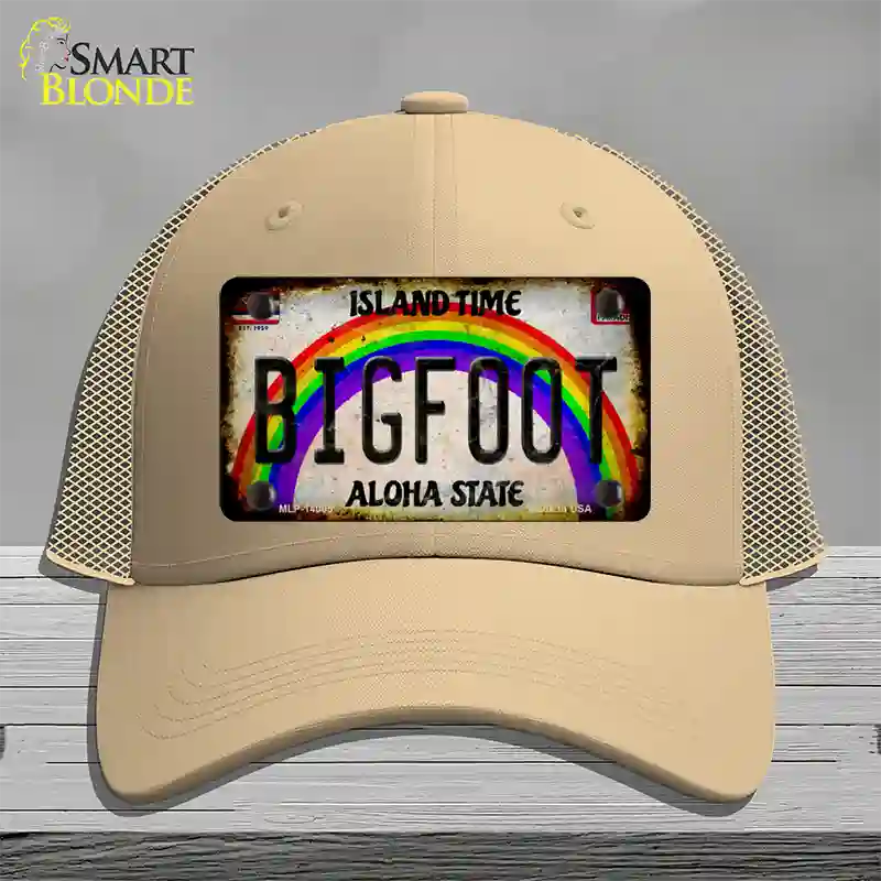 Bigfoot Hawaii Novelty License Plate Hat Tag Mesh / Khaki