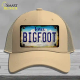 Bigfoot Iowa Novelty License Plate Hat Tag Mesh / Khaki