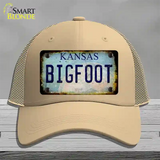 Bigfoot Kansas Novelty License Plate Hat Tag Mesh / Khaki