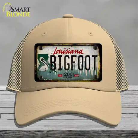 Bigfoot Louisiana Novelty License Plate Hat Tag Mesh / Khaki