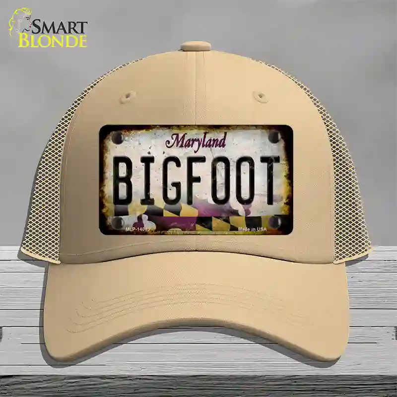 Bigfoot Maryland Novelty License Plate Hat Tag Mesh / Khaki