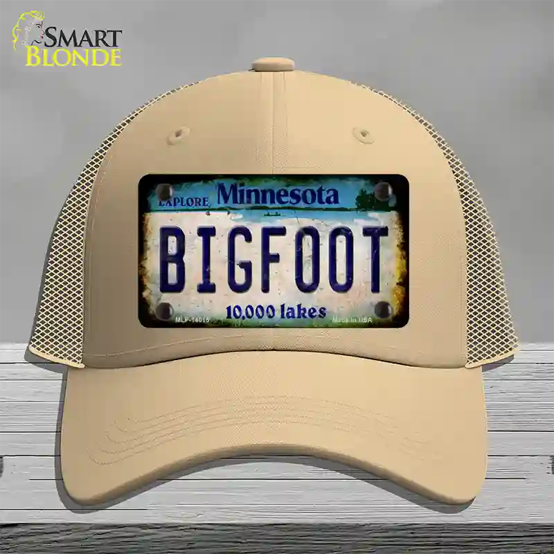 Bigfoot Minnesota Novelty License Plate Hat Tag Mesh / Khaki