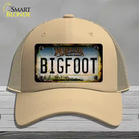 Bigfoot Montana Novelty License Plate Hat Tag Mesh / Khaki