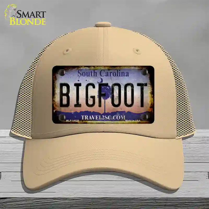 Bigfoot South Carolina Novelty License Plate Hat Tag Mesh / Khaki