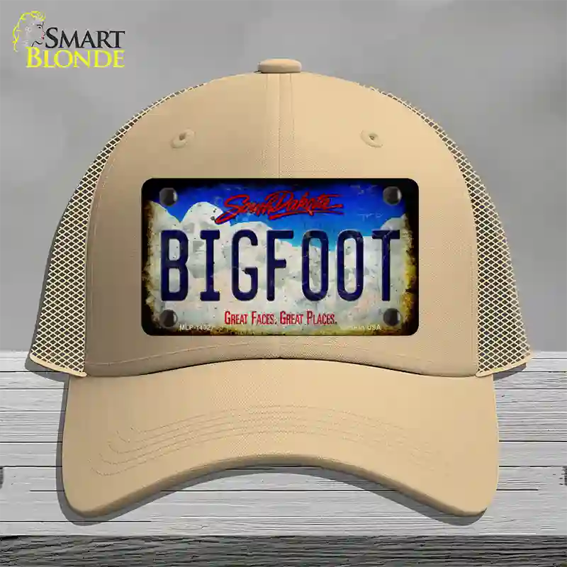 Bigfoot South Dakota Novelty License Plate Hat Tag Mesh / Khaki