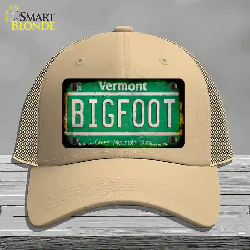 Bigfoot Vermont Novelty License Plate Hat Tag Mesh / Khaki