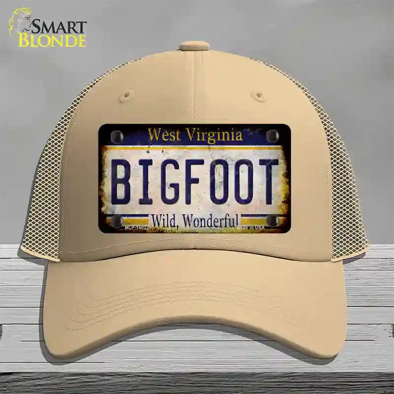 Bigfoot West Virginia Novelty License Plate Hat Tag Mesh / Khaki