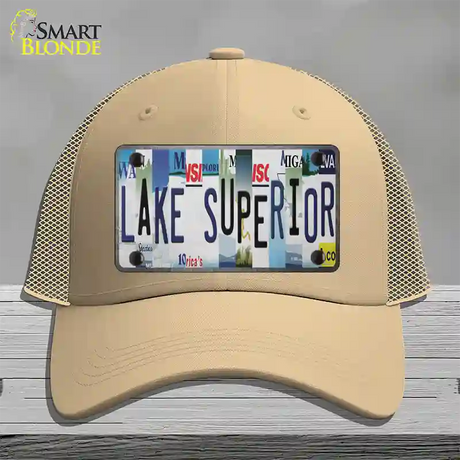 Lake Superior Strip Art Novelty License Plate Hat Tag Mesh / Khaki