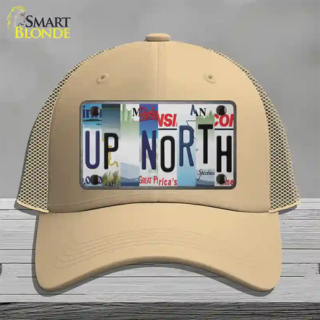 Up North Strip Art Novelty License Plate Hat Tag Mesh / Khaki