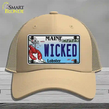 Wicked Maine Lobster Novelty License Plate Hat Mesh / Khaki