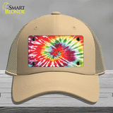 Red Swirl Tie-Dye Novelty License Plate Hat Mesh / Khaki