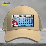 Blessed Maine Lobster Novelty License Plate Hat Mesh / Khaki