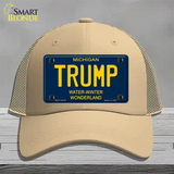 Trump Michigan Blue Novelty License Plate Hat Mesh / Khaki