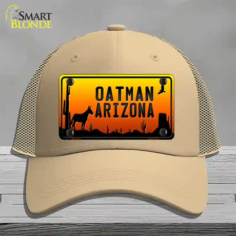 Oatman Arizona Scenic Background Novelty License Plate Hat Mesh / Khaki