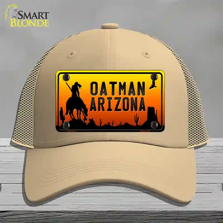 Oatman End Of Trail Arizona Scenic Background Novelty License Plate Hat Mesh / Khaki